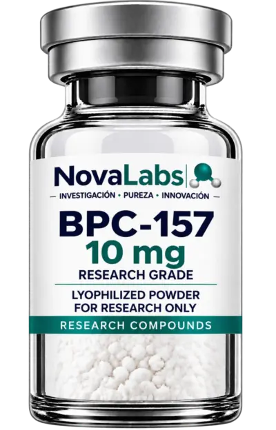 Vial de BPC-157 10 mg NovaLabs, polvo liofilizado