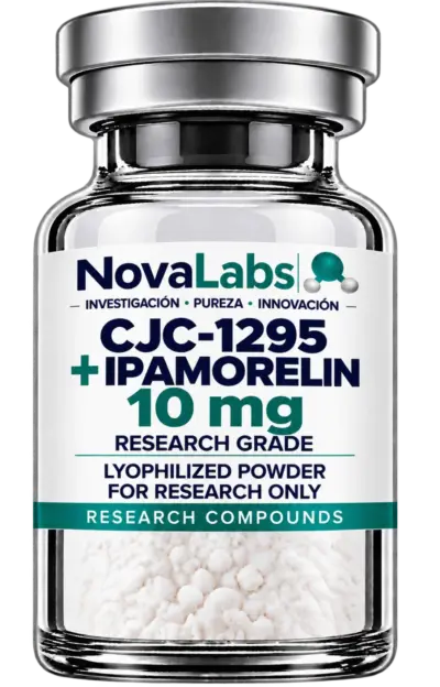 Vial de CJC-1295 + Ipamorelin 10 mg NovaLabs, polvo liofilizado