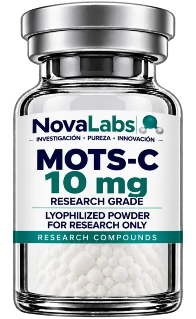 Vial de MOTS-C 10 mg NovaLabs, polvo liofilizado
