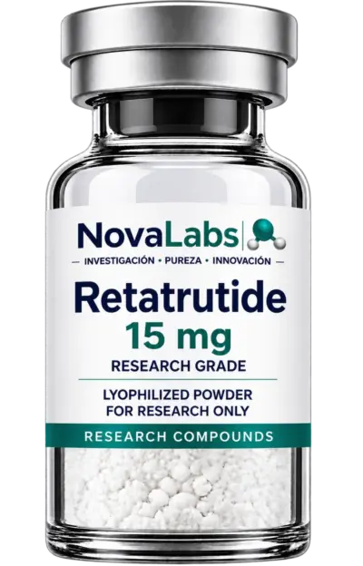 Vial de Retatrutide 15 mg NovaLabs, polvo liofilizado