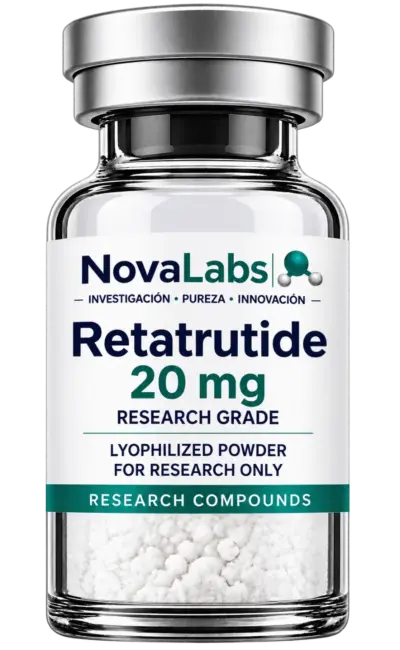 Vial de Retatrutide 20 mg NovaLabs, polvo liofilizado