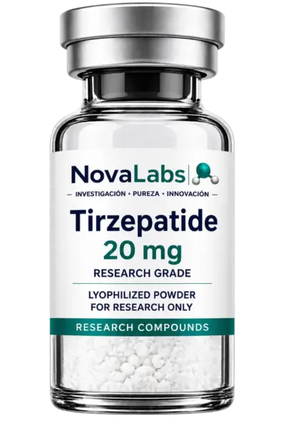 Vial de Tirzepatide 20 mg NovaLabs, polvo liofilizado